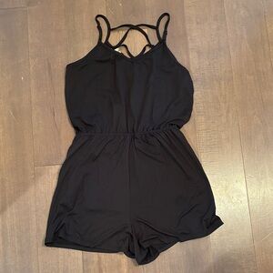 Pink Rose Black Strappy Jumpsuit